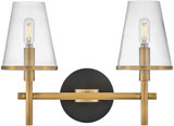 Hinkley 51082HB Marten Contemporary Heritage Brass and Black LED 2-Light Bathroom Wall Light Fixture