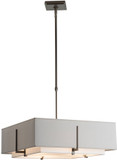 Hubbardton Forge 139630 Exos Square 2 Shade 20 Inch Diameter Fabric Lighting Pendant