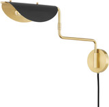 Hudson Valley 5213-AGB/SBK Suffield Contemporary Aged Brass/Soft Black Swing Arm Wall Lamp