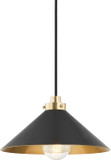Hudson Valley MDS1401-AGB/DB Clivedon Contemporary Aged Brass 12" Pendant Hanging Light