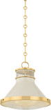 Hudson Valley MDS2404-AGB/OW Highclere Contemporary Aged Brass / Off-White 13" Pendant Lighting