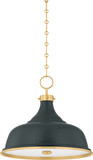Hudson Valley MDS300-AGB/SSG Painted No. 1 Contemporary Aged Brass / Soft Studio Green 18" Drop Ceiling Light Fixture