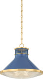 Hudson Valley MDS2405-AGB/FBL Highclere Contemporary Aged Brass / Soft French Blue 18" Hanging Pendant Lighting