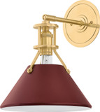 Hudson Valley MDS350-AGB/CRN Painted No. 2 Contemporary Aged Brass / Soft Crimson Wall Mounted Lamp