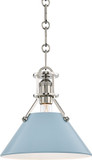 Hudson Valley MDS351-PN-BB Painted No.2 Contemporary Polished Nickel / Blue Bird Mini Pendant Light Fixture