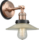 Innovations 203AC-BPBK-HRBK-G2 Franklin Restoration Halophane Antique Copper Clear Halophane Lighting Sconce