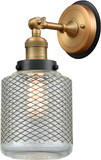 Innovations 203BB-BPBK-HRBK-G262 Franklin Restoration Stanton Brushed Brass Vintage Wire Mesh Stanton Lamp Sconce