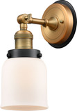Innovations 203BB-BPBK-HRBK-G51 Franklin Restoration Bell Brushed Brass Matte White Cased Small Bell Light Sconce