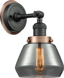 Innovations 203BK-BPAC-HRAC-G173 Franklin Restoration Fulton Matte Black Plated Smoke Fulton Lamp Sconce