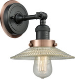 Innovations 203BK-BPAC-HRAC-G2 Franklin Restoration Halophane Matte Black Clear Halophane Wall Lighting