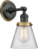 Innovations 203BK-BPBB-HRBB-G62 Franklin Restoration Cone Matte Black Clear Small Cone Light Sconce