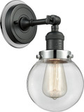 Innovations 203BK-BPPC-HRPC-G202-6 Franklin Restoration Beacon Matte Black Clear Beacon Wall Lighting