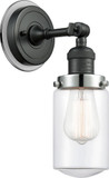 Innovations 203BK-BPPC-HRPC-G312 Franklin Restoration Dover Matte Black Clear Dover Wall Light Sconce