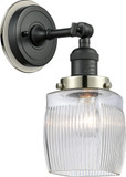 Innovations 203BK-BPPN-HRPN-G302 Franklin Restoration Colton Matte Black Thick Clear Halophane Colton Wall Light Sconce