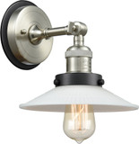 Innovations 203SN-BPBK-HRBK-G1 Franklin Restoration Halophane Brushed Satin Nickel White Halophane Wall Lamp