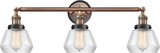 Innovations 205AC-BPBK-HRBK-G172 Franklin Restoration Fulton Antique Copper Clear Fulton 3-Light Bathroom Wall Sconce