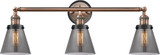 Innovations 205AC-BPBK-HRBK-G63 Franklin Restoration Cone Antique Copper Plated Smoke Small Cone 3-Light Bathroom Lighting
