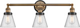 Innovations 205BB-BPBK-HRBK-G64 Franklin Restoration Cone Brushed Brass Seedy Small Cone 3-Light Bathroom Vanity Lighting