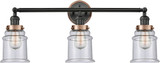 Innovations 205BK-BPAC-HRAC-G184 Franklin Restoration Canton Matte Black Seedy Canton 3-Light Bath Light Fixture