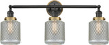 Innovations 205BK-BPBB-HRBB-G262 Franklin Restoration Stanton Matte Black Vintage Wire Mesh Stanton 3-Light Vanity Lighting