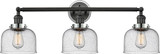 Innovations 205BK-BPPC-HRPC-G74 Franklin Restoration Bell Matte Black Seedy Large Bell 3-Light Bath Light Fixture