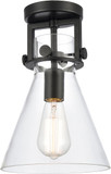 Innovations 411-1F-BK-8CL Newton Cone Matte Black LED Ceiling Lighting Fixture