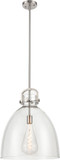 Innovations 412-1S-SN-16CL Newton Bell Brushed Satin Nickel Clear Newton Bell LED 16" Hanging Light