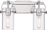 Innovations 423-2W-PC-4CL Pilaster Polished Nickel Clear Pilaster LED 2-Light Lighting For Bathroom