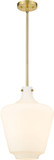 Innovations 493-1S-SG-G501-12 Lowell Satin Gold Matte White Cased Lowell LED Mini Hanging Lamp