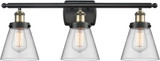 Innovations 916-3W-BAB-G62 Ballston Small Cone Modern Black Antique Brass 3-Light Bath Lighting Fixture