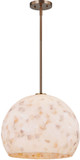 Justice Design ALR-6537-BRSS Alabaster Rocks Globe EVOLV Modern Brushed Brass 17" Hanging Pendant Lighting