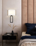 Justice Design FAB-4333-WHTE-MBLK Woven Fabric Oslo EVOLV Modern Brushed Brass Wall Lamp