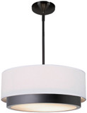 Justice Design FAB-4475-WHTE-MBLK Textile Tate Contemporary Matte Black LED Drum Lighting Pendant