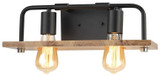 Justice Design ECO-8392-WOOD-MBLK Eco Loft Matte Black LED 2-Light Bathroom Light
