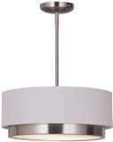 Justice Design FAB-4475-WHTE-NCKL Textile Tate Modern Brushed Nickel LED Drum Drop Ceiling Light Fixture