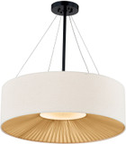 Justice Design FAB-9572-CREM-MBLK Woven Fabric Warren EVOLV Modern Matte Black 24" Drum Pendant Light