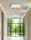 Justice Design FAB-9582-CREM-MBLK Woven Fabric Warren EVOLV Modern Matte Black 24" Ceiling Light