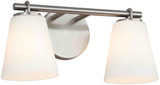 Justice Design FSN-8032-OPAL-NCKL Fusion Alpino Modern Brushed Nickel 2-Light Bathroom Vanity Light