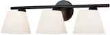 Justice Design FSN-8073-OPAL-MBLK Fusion Envoy Modern Matte Black 3-Light Bath Lighting Sconce