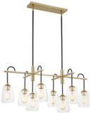 Justice Design FSN-8108-CLER-MBBR Fusion Arcwell Modern Matte Black w/ Brass Accents Island Light Fixture