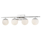 Justice Design FSN-8964-OPAL-CROM Fusion Epoch Contemporary Polished Chrome LED 4-Light Lighting For Bathroom
