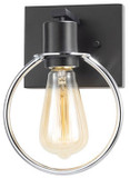 Justice Design NSH-8901-CRMB No Shade Material Volta Modern Matte Black w/ Chrome Ring LED Wall Lighting Fixture