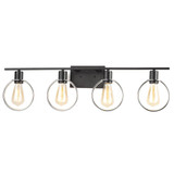 Justice Design NSH-8904-CRMB No Shade Material Volta Modern Matte Black w/ Chrome Ring LED 4-Light Bathroom Sconce