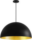 Justice Design NSH-9842-CBGD Artisan Glass Ravelle EVOLV Contemporary Matte Black with Champagne Gold interior 23.5" Lighting Pendant