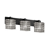 Justice Design WGL-8923 Wire Glass Modular Modern 3-Light Bathroom Wall Sconce