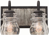 Kalco 504632BI Bainbridge Black Iron 2-Light Bathroom Light Fixture