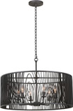 Kalco 507551BI Morre Modern Black Iron 28" Drum Pendant Lamp