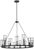 Kalco 507771BI Allston Modern Black Iron 36" Chandelier Lamp