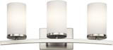 Kichler 45497NI Crosby Contemporary Brushed Nickel 3-Light Bathroom Wall Sconce