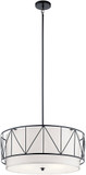 Kichler 52072BK Birkleigh Black Drum Drop Ceiling Light Fixture